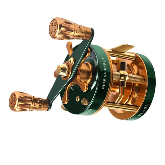 Round Baitcasting Reel Trolling Reel 4.2:1 Gear Ratios Lure Fishing Baitcasting Reel Inshore Saltwater Fishing Baitcasting Reel Metal Body Fishing Reel for Salmon Trout CL60 Right Hand