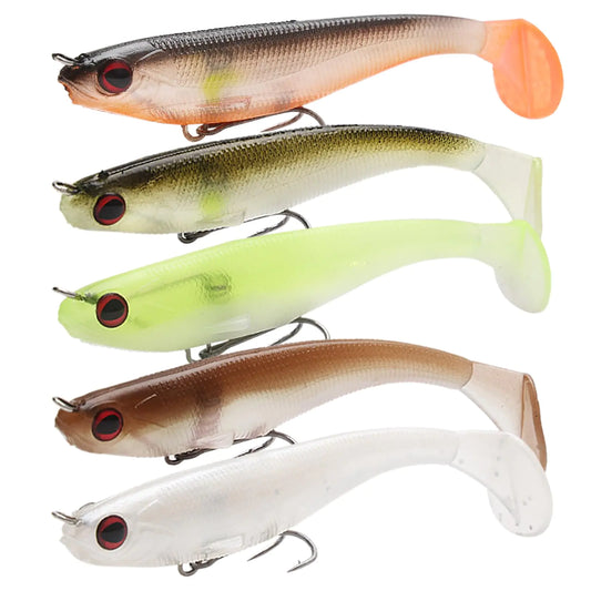 Bocboz Pre-Rigged Soft Fishing Lures Jig Head Paddle Tail Swimbait for Bass Walleye Trout Crappie Fishing Gear for Saltwater Freshwater (3.5inch/7g)